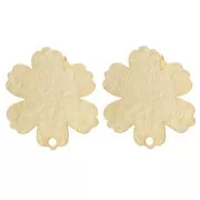 Borchie a fiore testurizzate 19x17,5 mm - Dorato satinato con oro fino x2