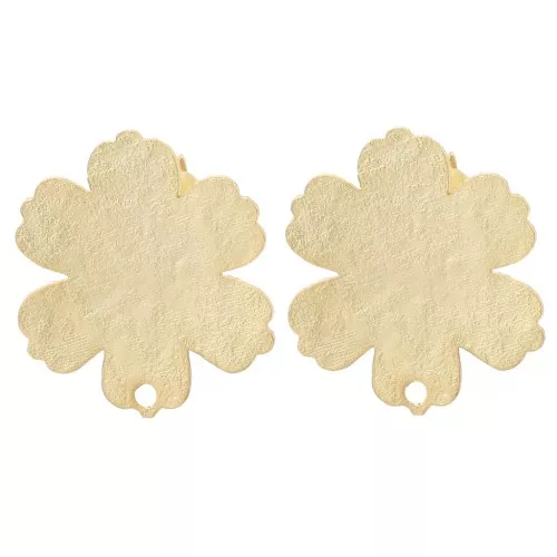Borchie a fiore testurizzate 19x17,5 mm - Dorato satinato con oro fino x2