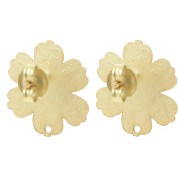 Borchie a fiore testurizzate 19x17,5 mm - Dorato satinato con oro fino x2