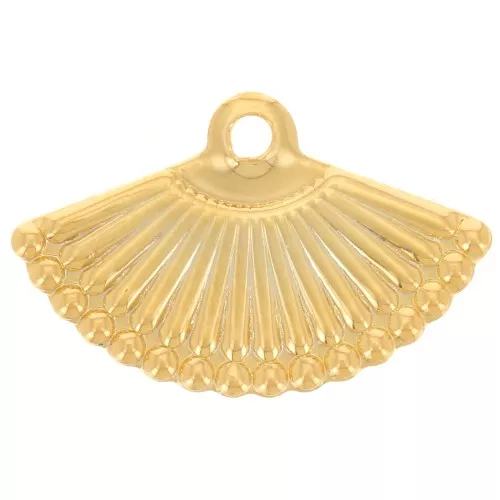 Ciondolo a ventaglio 9x14 mm - Dorato con oro fino x1