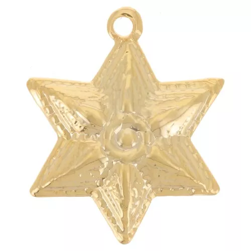 Ciondolo a stella curva 18x15 mm - Dorato in oro fino x1