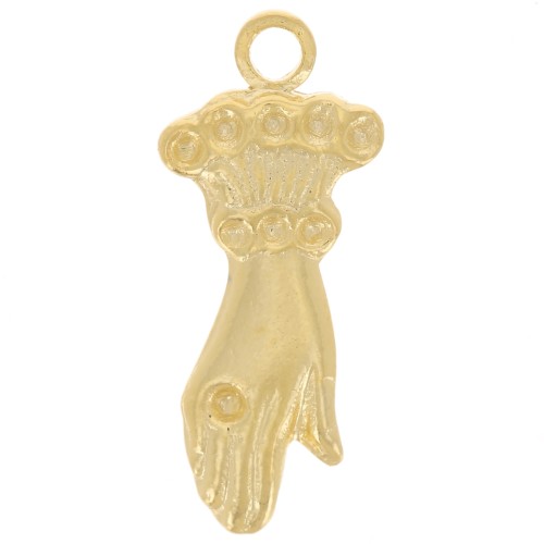 Ciondolo a mano 15x6 mm per cabochon da 1 mm - Dorato in oro fino x1