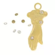 Ciondolo a mano 15x6 mm per cabochon da 1 mm - Dorato in oro fino x1