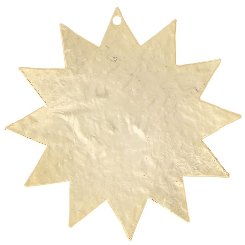 Pendente sole martellato 40 mm - Dorato in oro fino x1