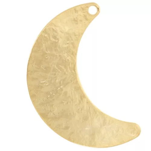 Pendente forma di luna martellata 20x13 mm - Dorato in oro fino x1