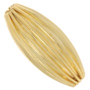 Perla olivacea striata 21x9 mm - Godron - Dorato con oro fino x1
