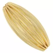 Perla olivacea striata 21x9 mm - Godron - Dorato con oro fino x1