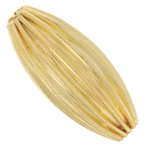Perla olivacea striata 21x9 mm - Godron - Dorato con oro fino x1