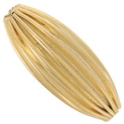 Perla olivacea striata 25x10 mm - Godron - Dorato con oro fino x1