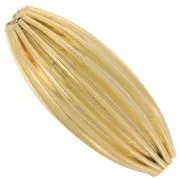 Perla olivacea striata 25x10 mm - Godron - Dorato con oro fino x1