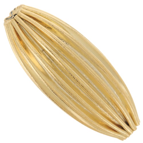 Perla olivacea striata 25x10 mm - Godron - Dorato con oro fino x1