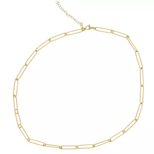 Collana a maglia rettangolare da 4,1 mm - Acciaio inossidabile 304L dorato x47cm