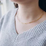 Collana a maglia rettangolare da 4,1 mm - Acciaio inossidabile 304L dorato x47cm