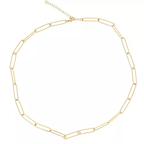 Collana a maglia rettangolare da 5 mm - Acciaio inossidabile 304L dorato x47cm