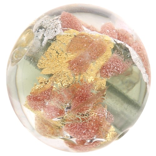 Tonda Murano mm. 10 nera aventurina foglia oro ed argento x1