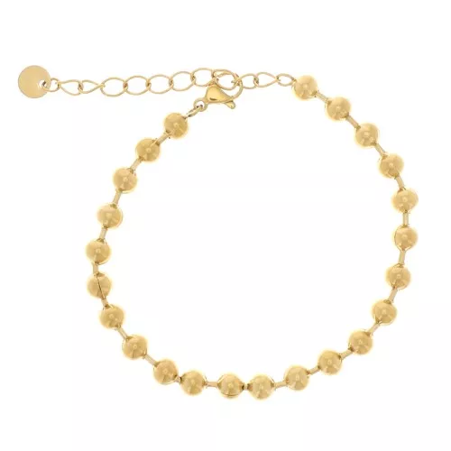 Bracciale a sfere da 5 mm - Acciaio inossidabile 304L dorato x22 cm