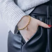 Bracciale a sfere da 5 mm - Acciaio inossidabile 304L dorato x22 cm