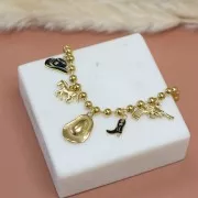 Bracciale a sfere da 5 mm - Acciaio inossidabile 304L dorato x22 cm