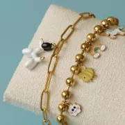 Bracciale a maglie rettangolari da 4,1 mm - Acciaio inossidabile 304L dorato x20cm