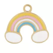 Ciondolo arcobaleno 8x9 mm in resina epossidica - Acciaio inossidabile 304L Dorato - Pastello