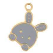 Ciondolo a testa di coniglio in resina 10,5x8 mm - Acciaio inox316L dorato x1|raw }}