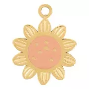 Ciondolo girasole in resina epossidica da 9 mm-Acciaio inossidabile 316L dorato x1