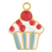 Ciondolo per cupcake in resina epossidica 10,5x8 mm - Acciaio inox 316L dorato x1|raw }}