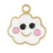 Ciondolo a forma di nuvola in resina epossidica da 8mm-Acciaio inox 316L dorato x1