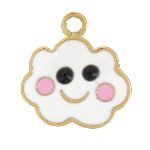 Ciondolo a forma di nuvola in resina epossidica da 8mm-Acciaio inox 316L dorato x1