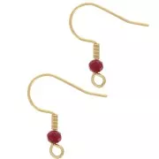 Ganci per orecchie con perle di vetro sfaccettate da 20 mm - Acciaio inossidabile oro 304L - Rosso x2