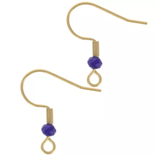 Ganci per orecchie con perle di vetro sfaccettate da 20 mm - Acciaio inossidabile oro 304L - Cobalto x2