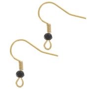 Ganci per orecchie con perle di vetro sfaccettate da 20 mm - Acciaio inossidabile oro 304L - Nero x2