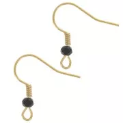 Ganci per orecchie con perle di vetro sfaccettate da 20 mm - Acciaio inossidabile oro 304L - Nero x2