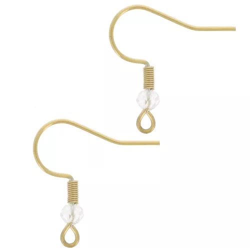 Ganci per orecchie perle di vetro da 20mm -Acciaio inox oro 304L - Cristallo x2