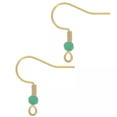 Ganci per orecchie con perle di vetro sfaccettate da 20 mm in acciaio inossidabile placcato oro 304L - Turchese x2