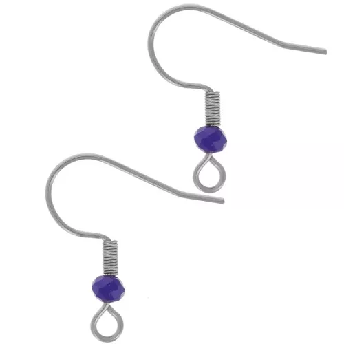 Ganci per orecchie con perle di vetro sfaccettate da 20 mm - Acciaio inossidabile 304L - Cobalto x2