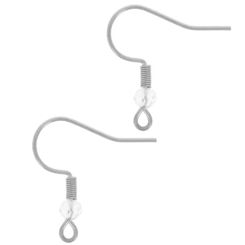 Ganci per orecchie con perle di vetro sfaccettate da 20 mm - Acciaio inossidabile 304L - Cristallo x2