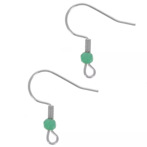 Ganci per orecchie con perle di vetro sfaccettate da 20 mm - Acciaio inossidabile 304L - Turchese x2