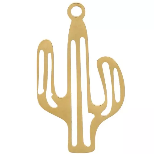 Pendente Origami cactus 22x13 mm - Acciaio inossidabile 316L dorato x1