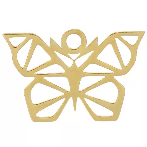 Ciondolo a forma di farfalla origami 10,5x16 mm - Acciaio inossidabile 304 Dorato x1