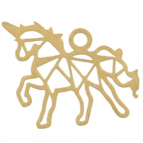 Ciondolo unicorno Origami 13x17 mm - Acciaio inossidabile 316L dorato x1