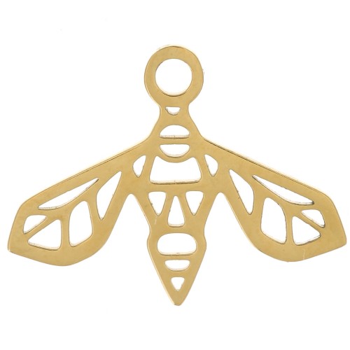 Ciondolo ape origami 12x16 mm - Acciaio inossidabile 316L dorato x1