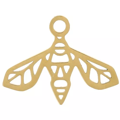 Ciondolo ape origami 12x16 mm - Acciaio inossidabile 316L dorato x1
