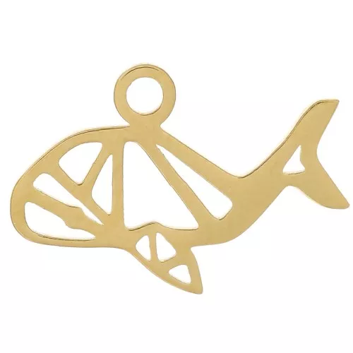 Ciondolo a forma di balena origami 10x15,5 mm - Acciaio inossidabile 304 Dorato x1