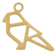 Ciondolo Origami Parrot 14x15 mm - Acciaio inossidabile 316L dorato x1