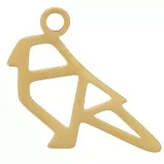 Ciondolo Origami Parrot 14x15 mm - Acciaio inossidabile 316L dorato x1