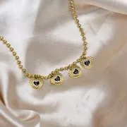 Set di 4 ciondoli a forma di cuore 10,5x11 mm - Motivo amore - con strass - Acciaio 316L