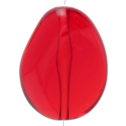Perlina piatta irregolare in resina trasparente 25x20 mm - Rosso x1