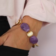 Perla piatta irregolare in resina trasparente 25x20 mm - Viola x1