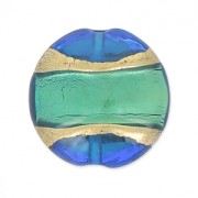 Bombata Murano aquamarina cerchiata di oro mm. 23 x1|raw }}